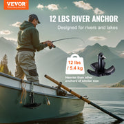 River Anchor, 12 LBS Boat Anchor Cast Iron Black Vinyl-Coated with Shackle, Marine Grade Mushroom Anchor for V952-HMDPZT12B000EDC67V0