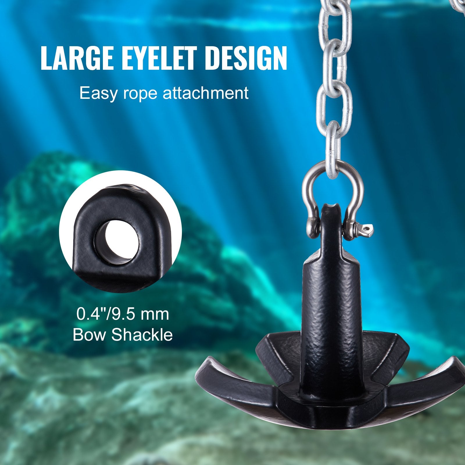 River Anchor, 12 LBS Boat Anchor Cast Iron Black Vinyl-Coated with Shackle, Marine Grade Mushroom Anchor for V952-HMDPZT12B000EDC67V0