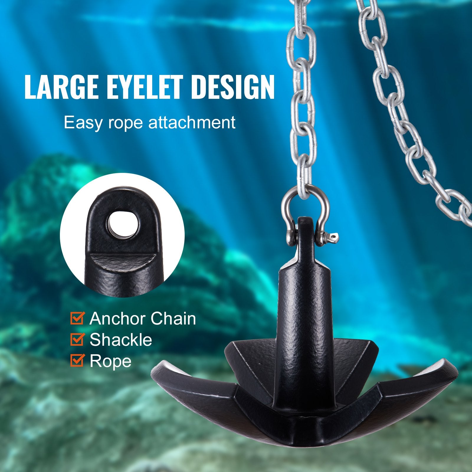 River Anchor 30LB Boat Anchor Cast Iron Black Vinyl-Coated Mushroom Anchor V952-HMDPZT30B000V24ZDV0