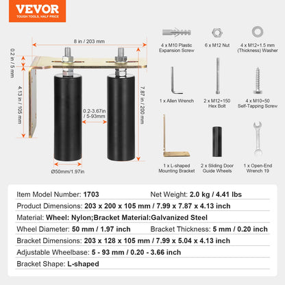 Sliding Gate Kit 6" Rolling Hardware with L-Bracket Adjustable for Door V952-HMDXLHSKDJZJ0Y2M7V0