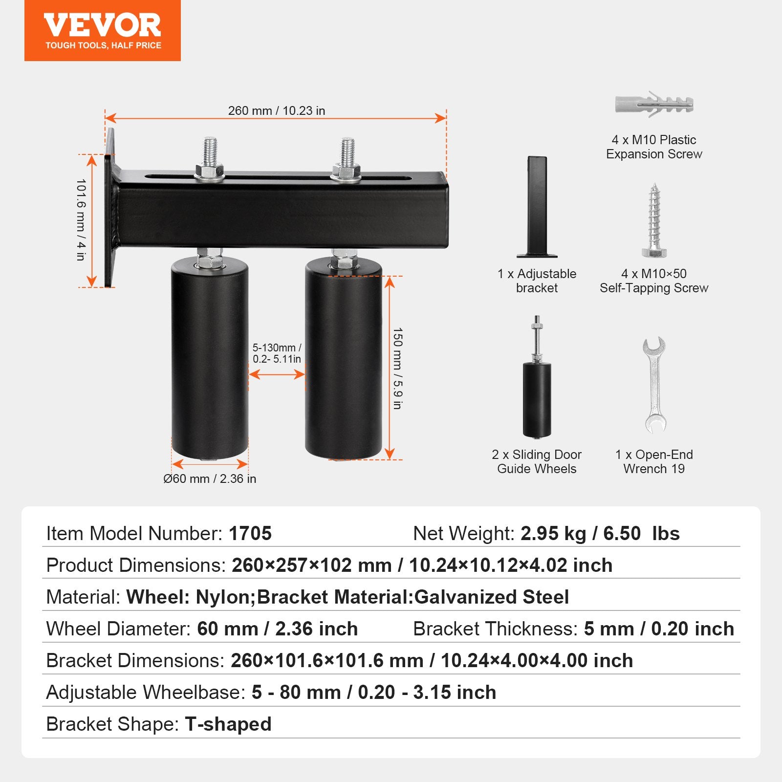 Sliding Gate Kit 6" Rolling Hardware with T-Bracket Adjustable for Door V952-HMDXLKDJZJZJYU354V0
