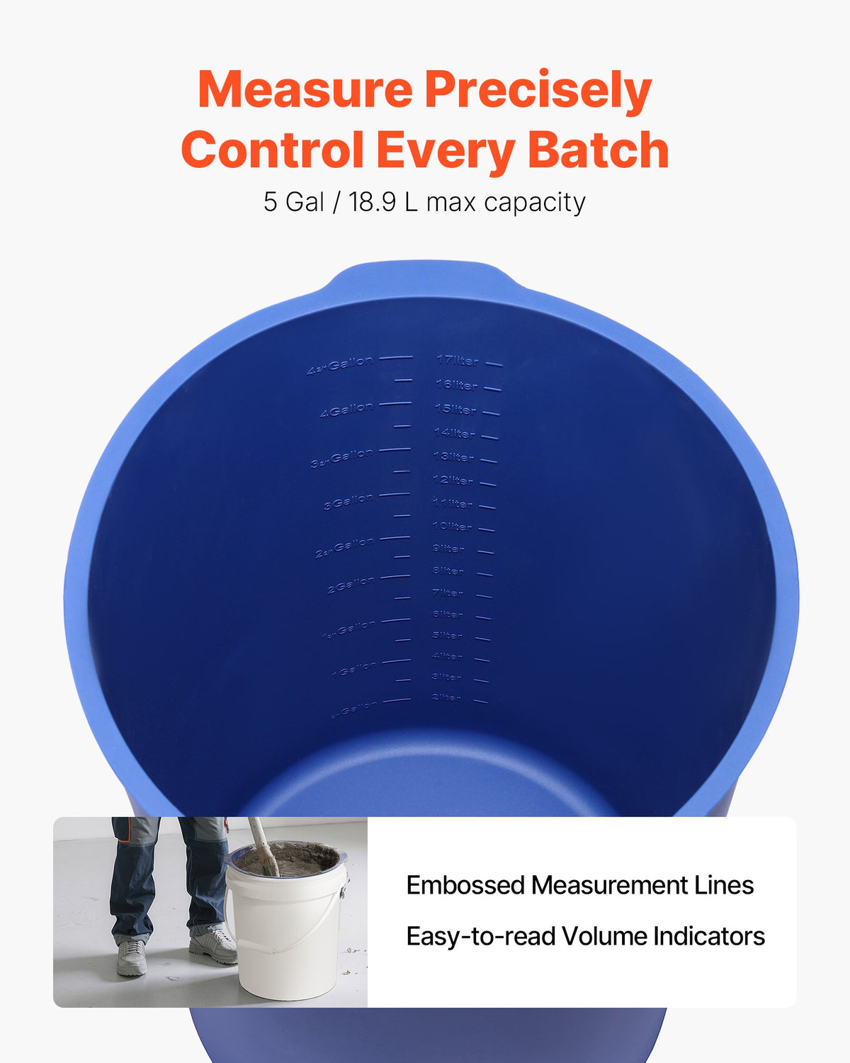18.9L Bucket Liner for Concrete Mix, Reusable Silicone Mortar Bucket Liner for Thinset Paint Concrete Epoxy V952-HNTJBTFYCXTN39KGL001V0