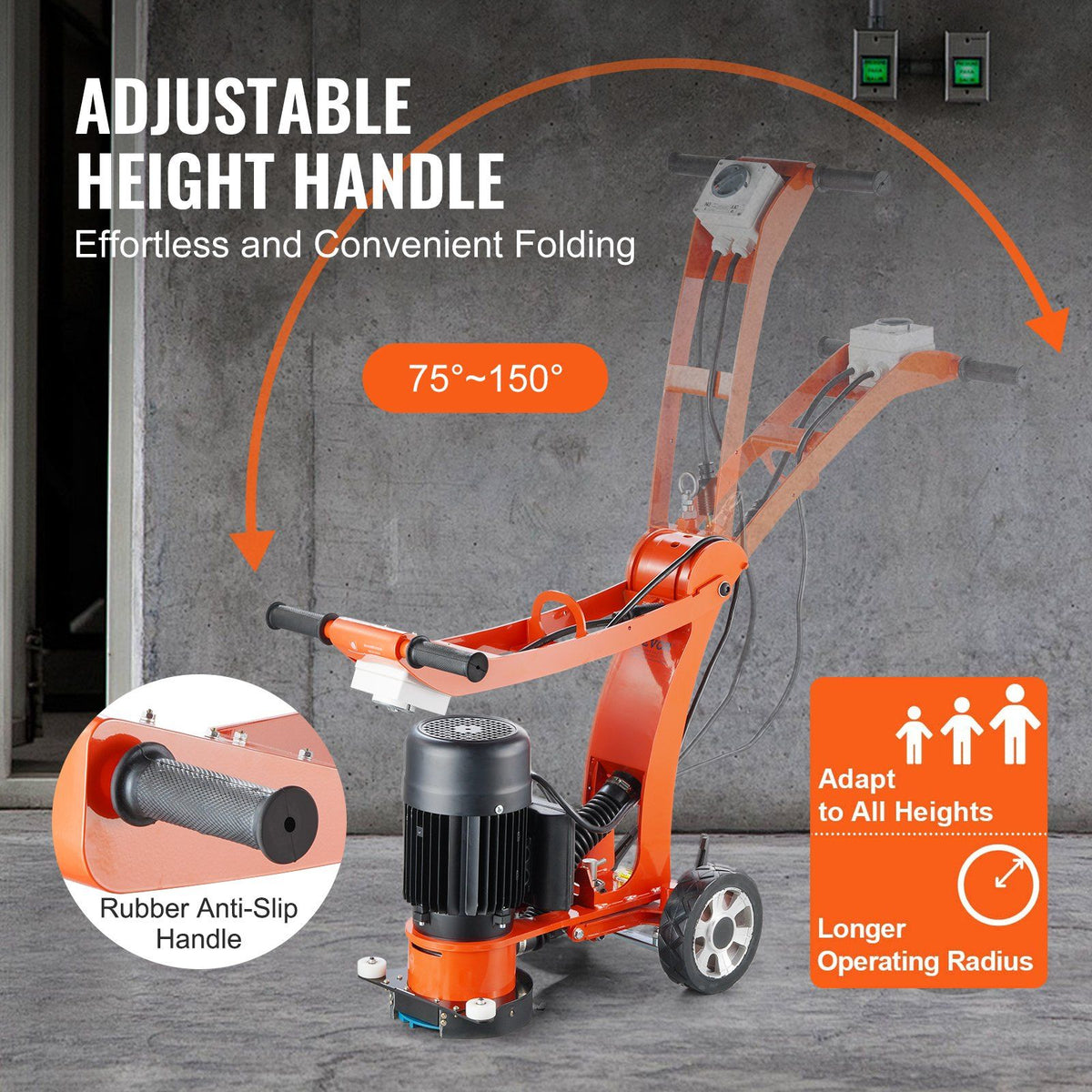 Electric Concrete Floor Grinder 7" Walk-Behind Grinder 2.0HP Concrete Floor Polisher, 1500W Grinding Machine, V952-HNTSGJJS13002S4ZDV3
