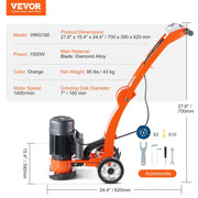Electric Concrete Floor Grinder 7" Walk-Behind Grinder 2.0HP Concrete Floor Polisher, 1500W Grinding Machine, V952-HNTSGJJS13002S4ZDV3