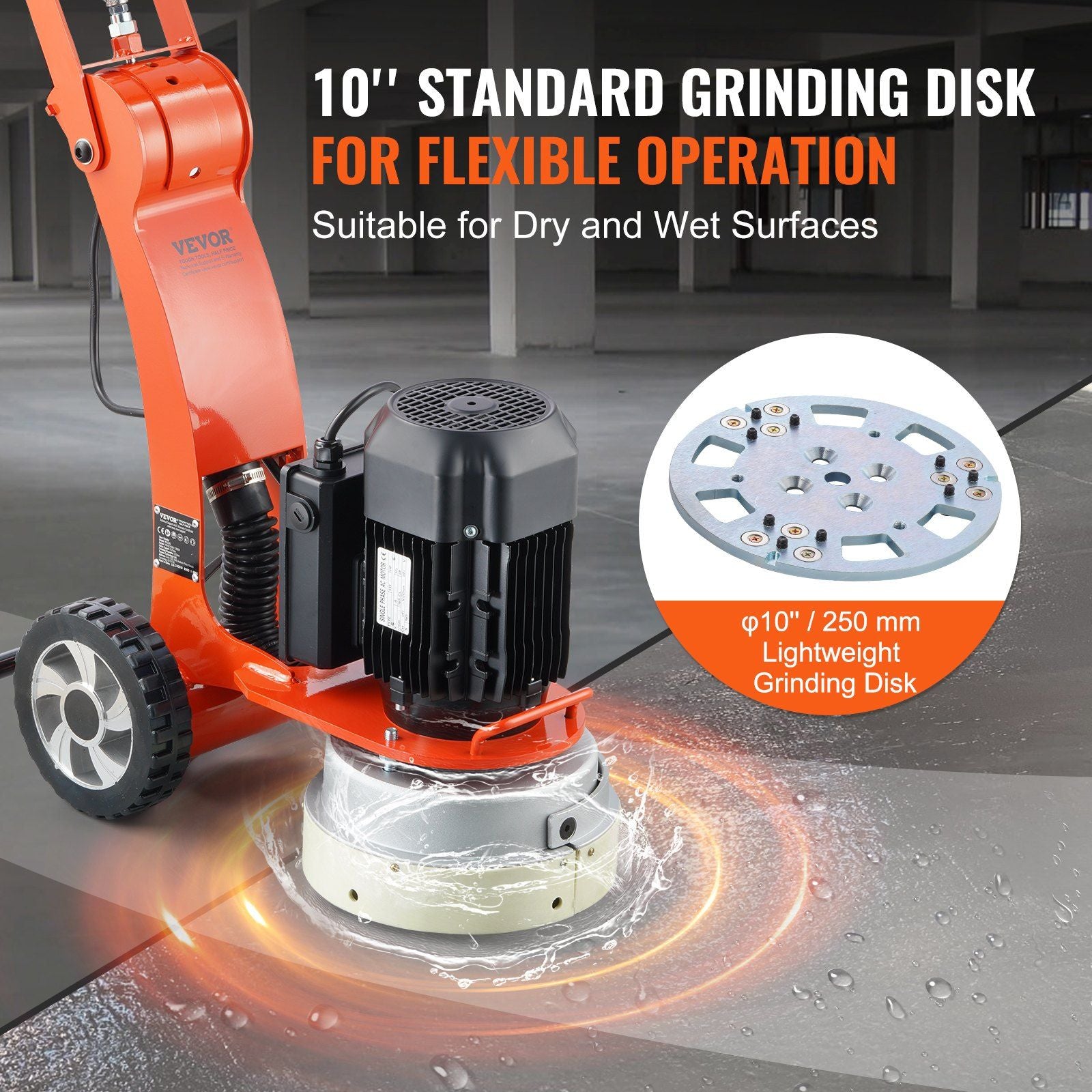 Electric Concrete Floor Grinder 10" Walk-Behind Grinder 3.0HP Concrete Floor Polisher, 2200W Grinding V952-HNTSGJJS1300C00IVV3