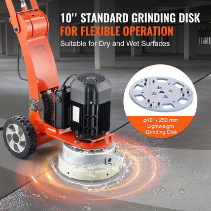 Electric Concrete Floor Grinder 10" Walk-Behind Grinder 3.0HP Concrete Floor Polisher, 2200W Grinding V952-HNTSGJJS1300C00IVV3