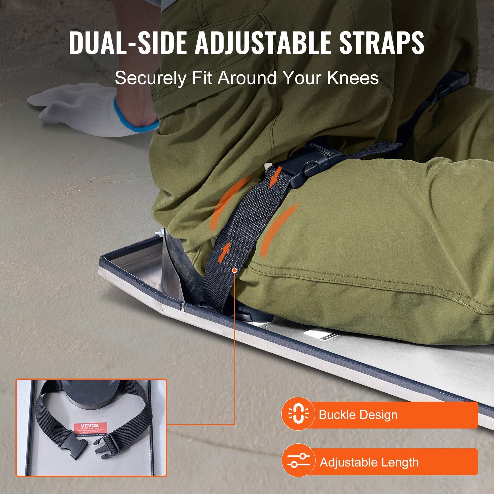 Concrete Knee Boards Stainless Steel, 30'' x 8'' Concrete Sliders, Knee Boards For Concrete, Concrete Knee V952-HNTXGB30X80000001V0
