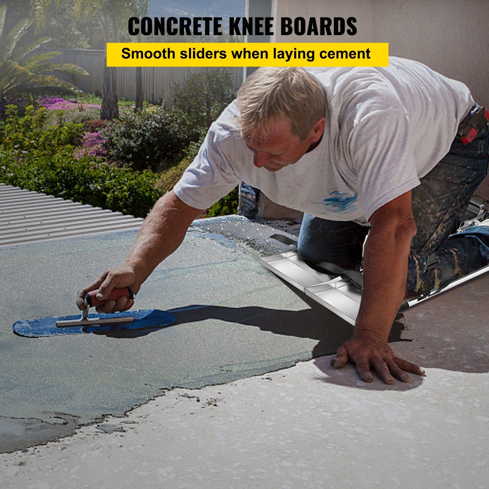 Concrete Knee Boards 70cm x 20cm Slider Knee Boards, Kneeler Board Stainless Steel Kneeboards, Concrete V952-HNTXGB30X8WHD0001V0