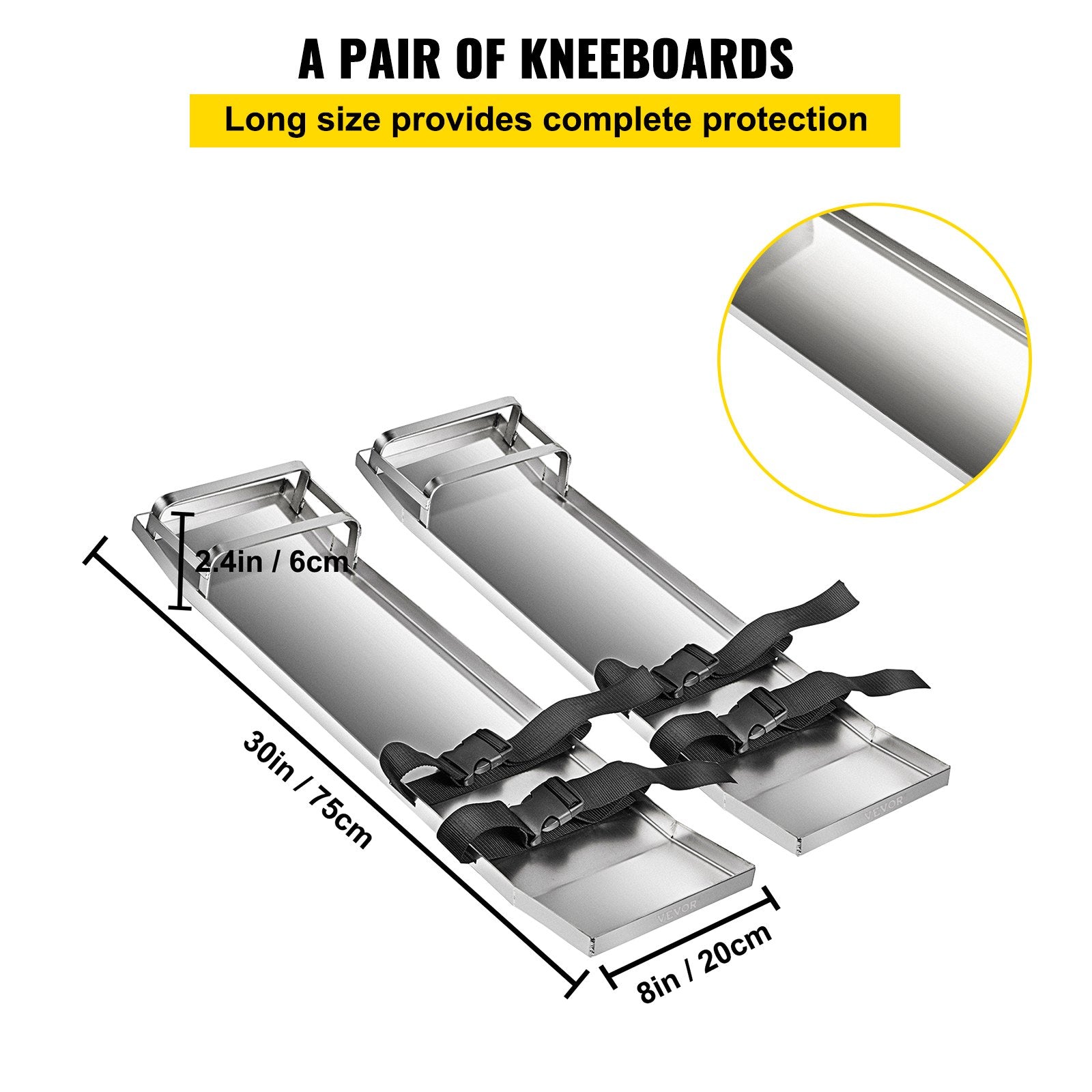 Concrete Knee Boards 70cm x 20cm Slider Knee Boards, Kneeler Board Stainless Steel Kneeboards, Concrete V952-HNTXGB30X8WHD0001V0
