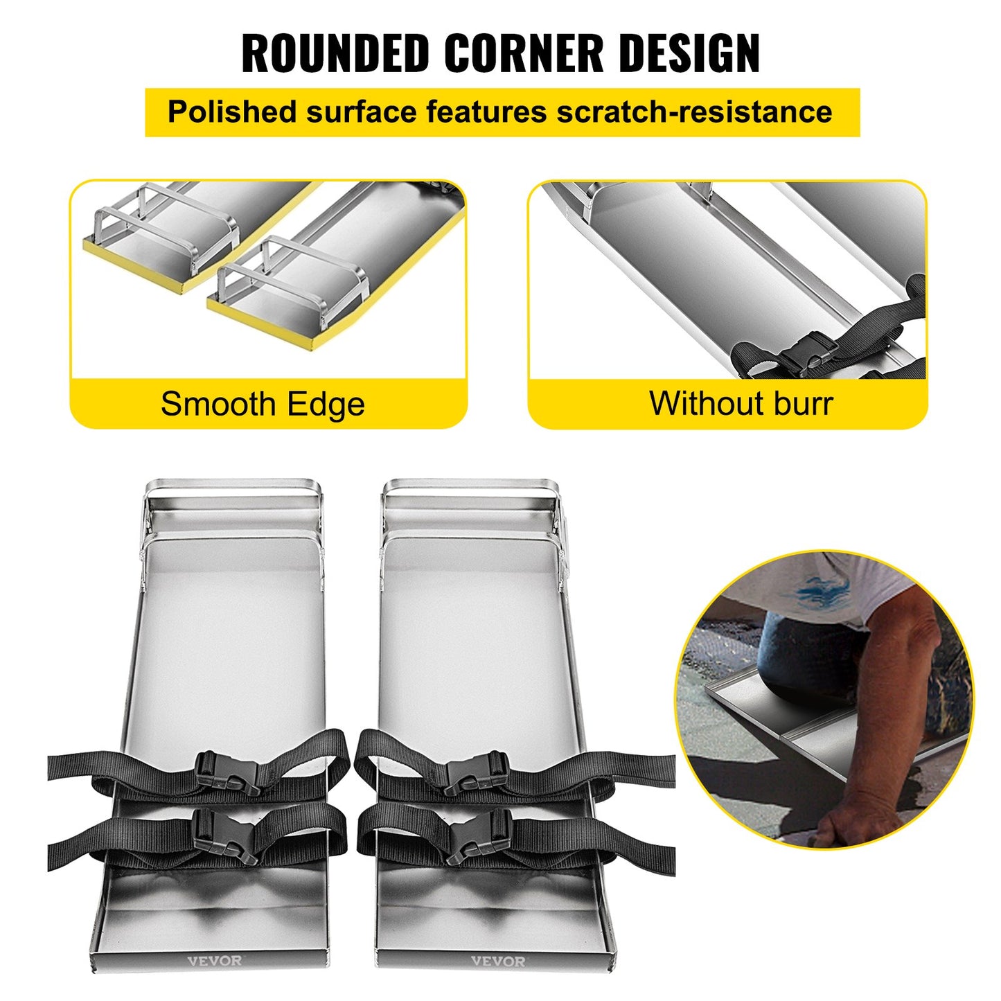 Concrete Knee Boards 70cm x 20cm Slider Knee Boards, Kneeler Board Stainless Steel Kneeboards, Concrete V952-HNTXGB30X8WHD0001V0