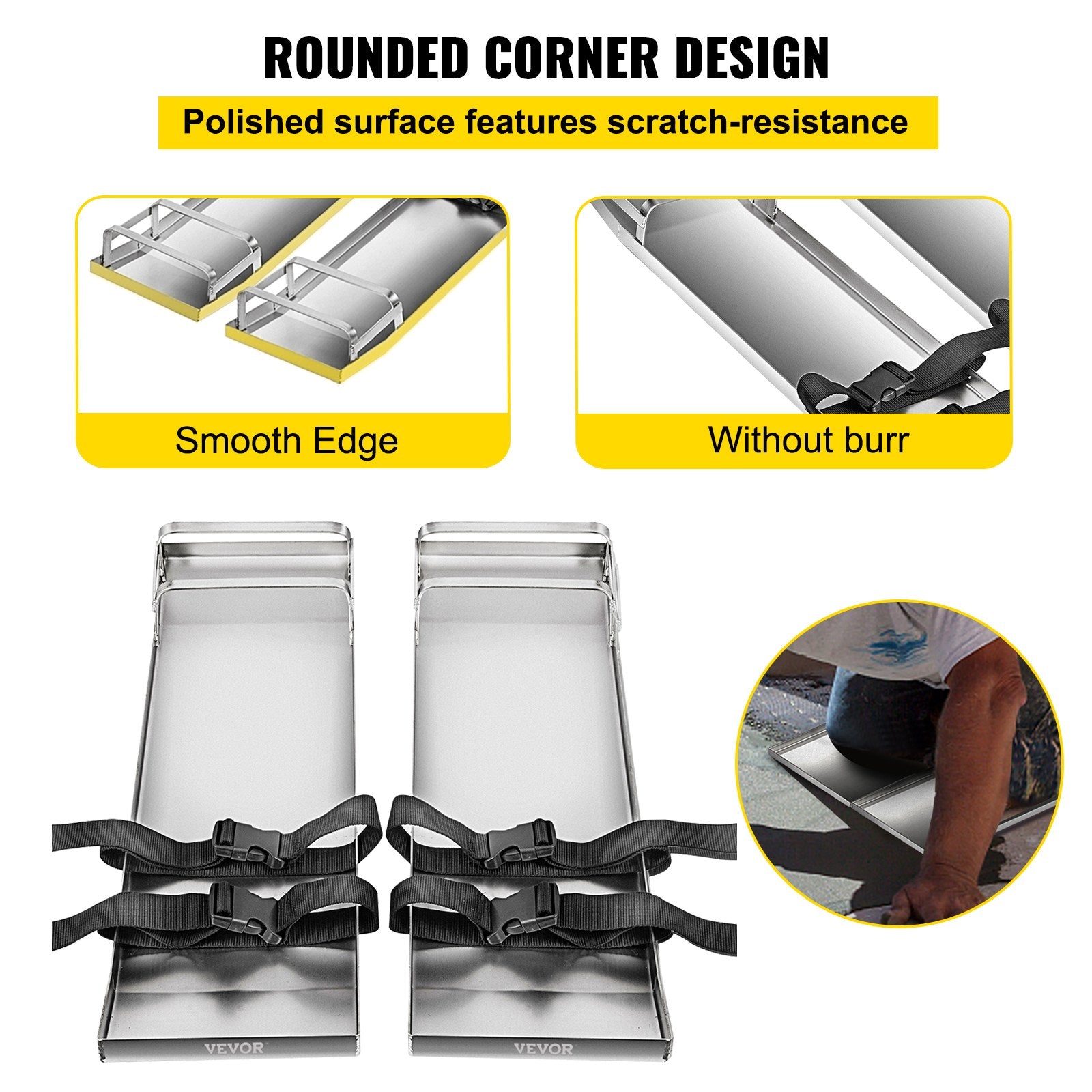 Concrete Knee Boards 70cm x 20cm Slider Knee Boards, Kneeler Board Stainless Steel Kneeboards, Concrete V952-HNTXGB30X8WHD0001V0