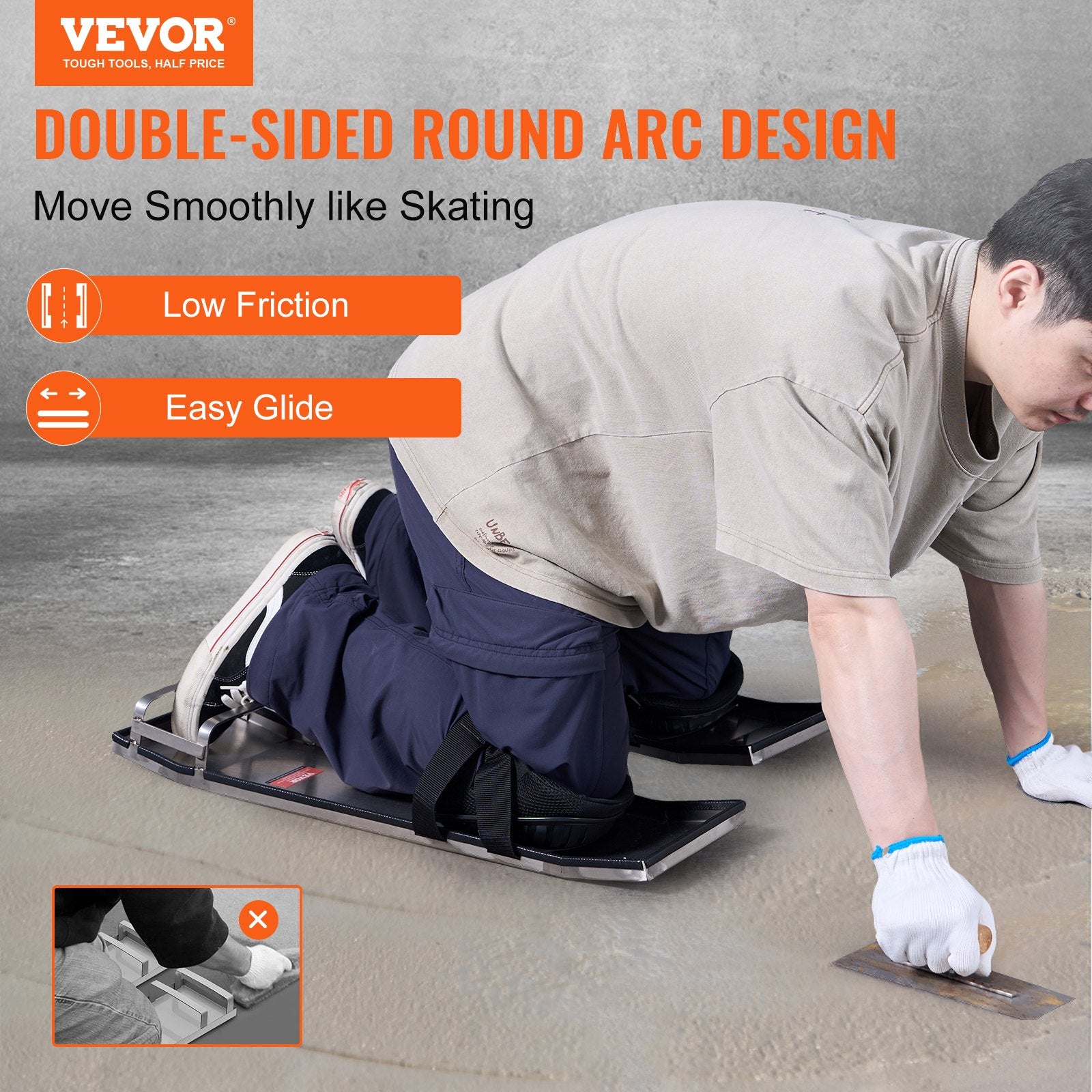 Concrete Knee Boards Stainless Steel, 28'' x 8'' Concrete Sliders, Knee Boards For Concrete, Concrete Knee V952-HNTXGBBXGHBDO21DGV0