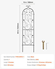 Metal Garden Trellis for Climbing Plant Support 60 x 15 in Rustproof V952-HPJHX1JTH60WGXYFNV0
