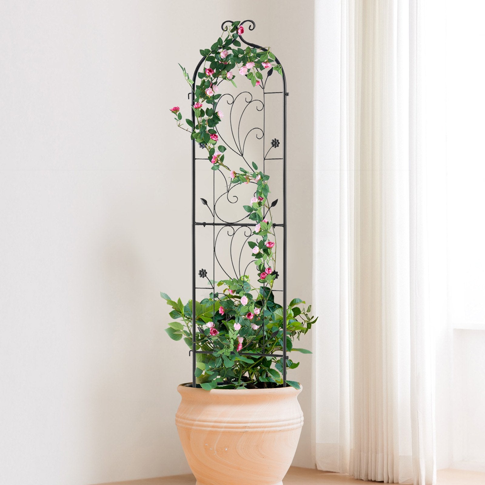 Metal Garden Trellis for Climbing Plant Support 60 x 15 in Rustproof V952-HPJHX1JTH60WGXYFNV0