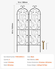 2 Packs Metal Garden Trellis for Climbing Plant Support 60x15 in Rustproof V952-HPJHX2JTH60WT4XPAV0