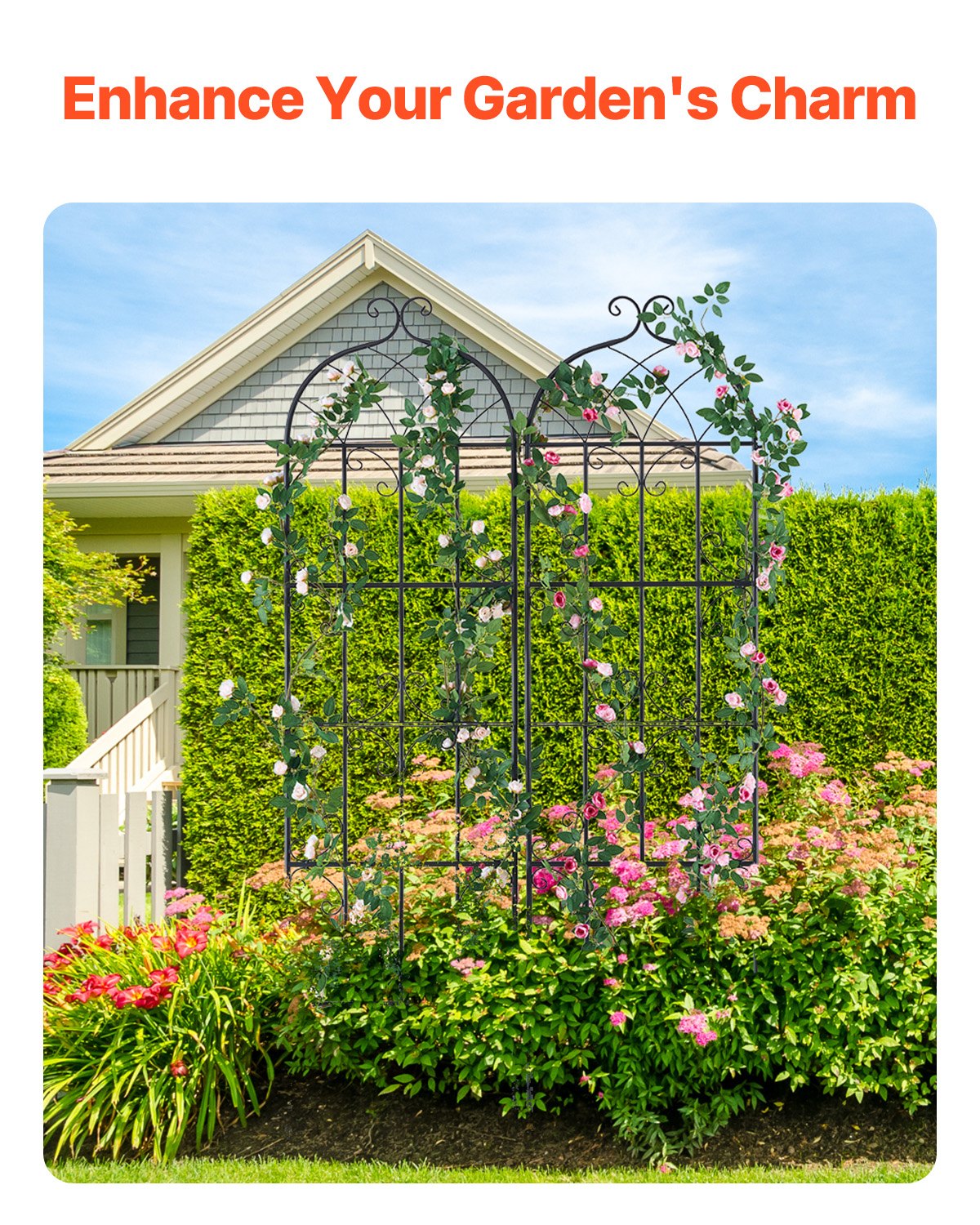 2 Packs Metal Garden Trellis for Climbing Plant Support 71x20 in Rustproof V952-HPJHX2JTH71WKVLCJV0