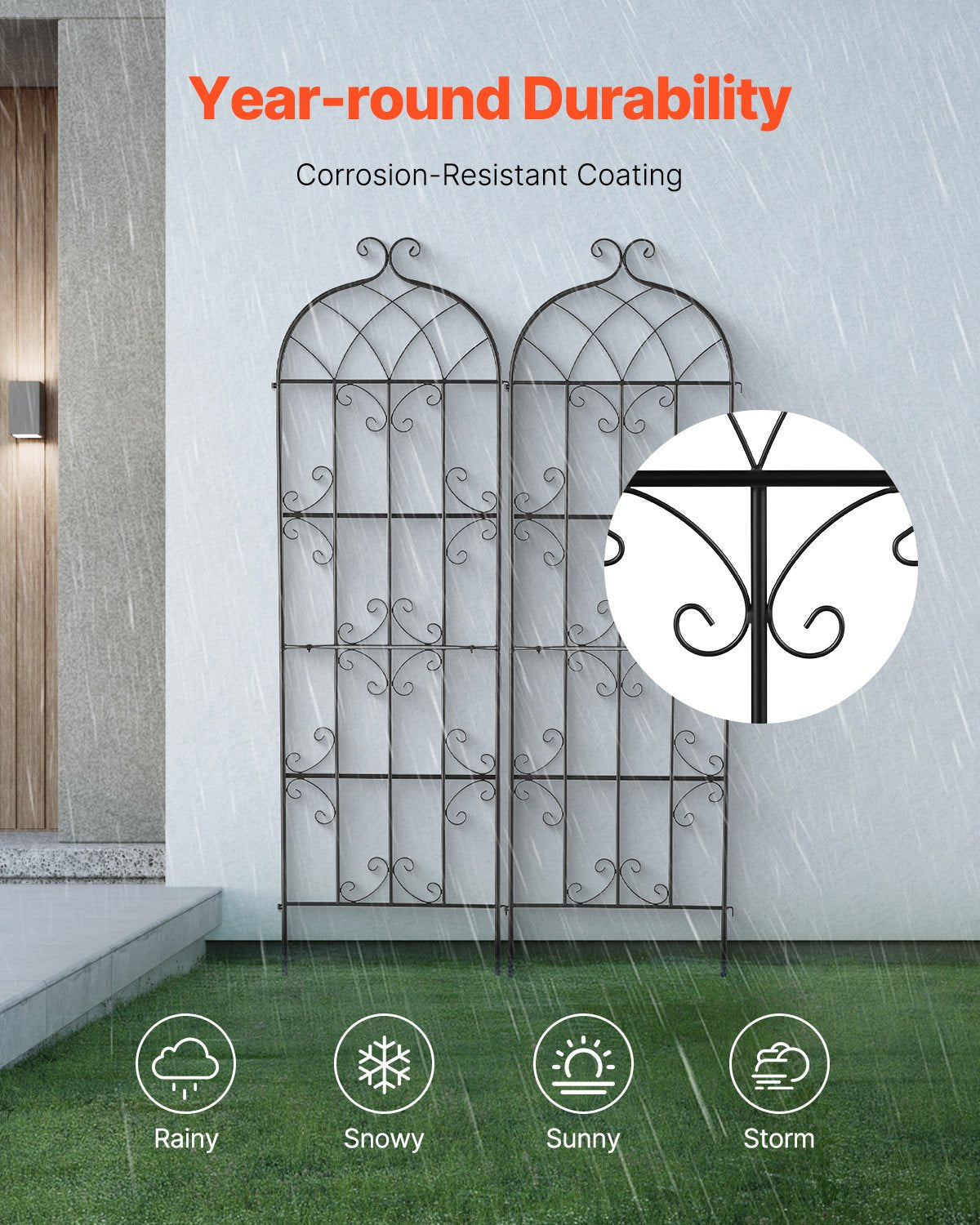 2 Packs Metal Garden Trellis for Climbing Plant Support 71x20 in Rustproof V952-HPJHX2JTH71WKVLCJV0