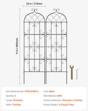 2 Packs Metal Garden Trellis for Climbing Plant Support 71x20 in Rustproof V952-HPJHX2JTH71WKVLCJV0