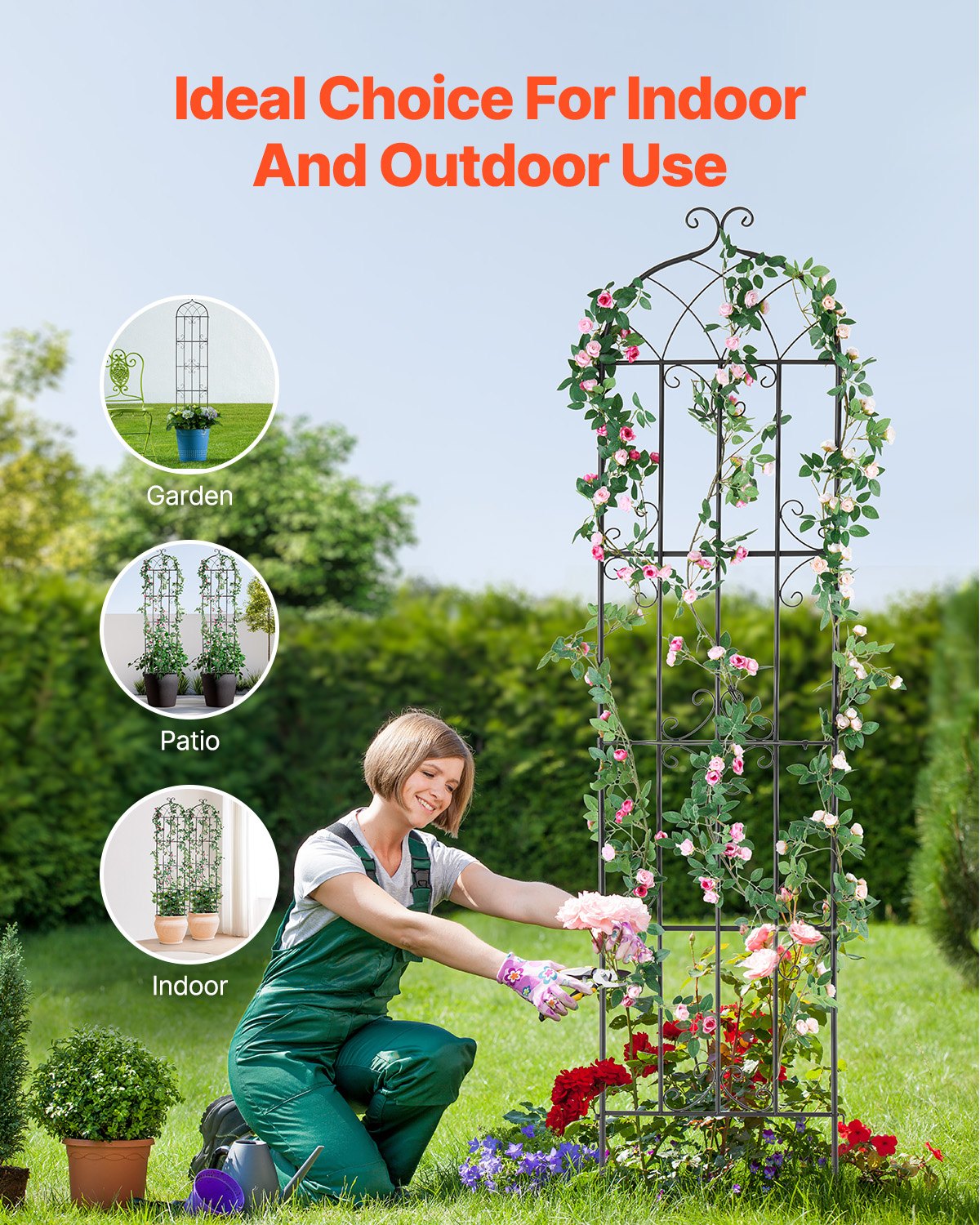 2 Packs Metal Garden Trellis for Climbing Plant Support 87x20 in Rustproof V952-HPJHX2JTH87W13N5YV0