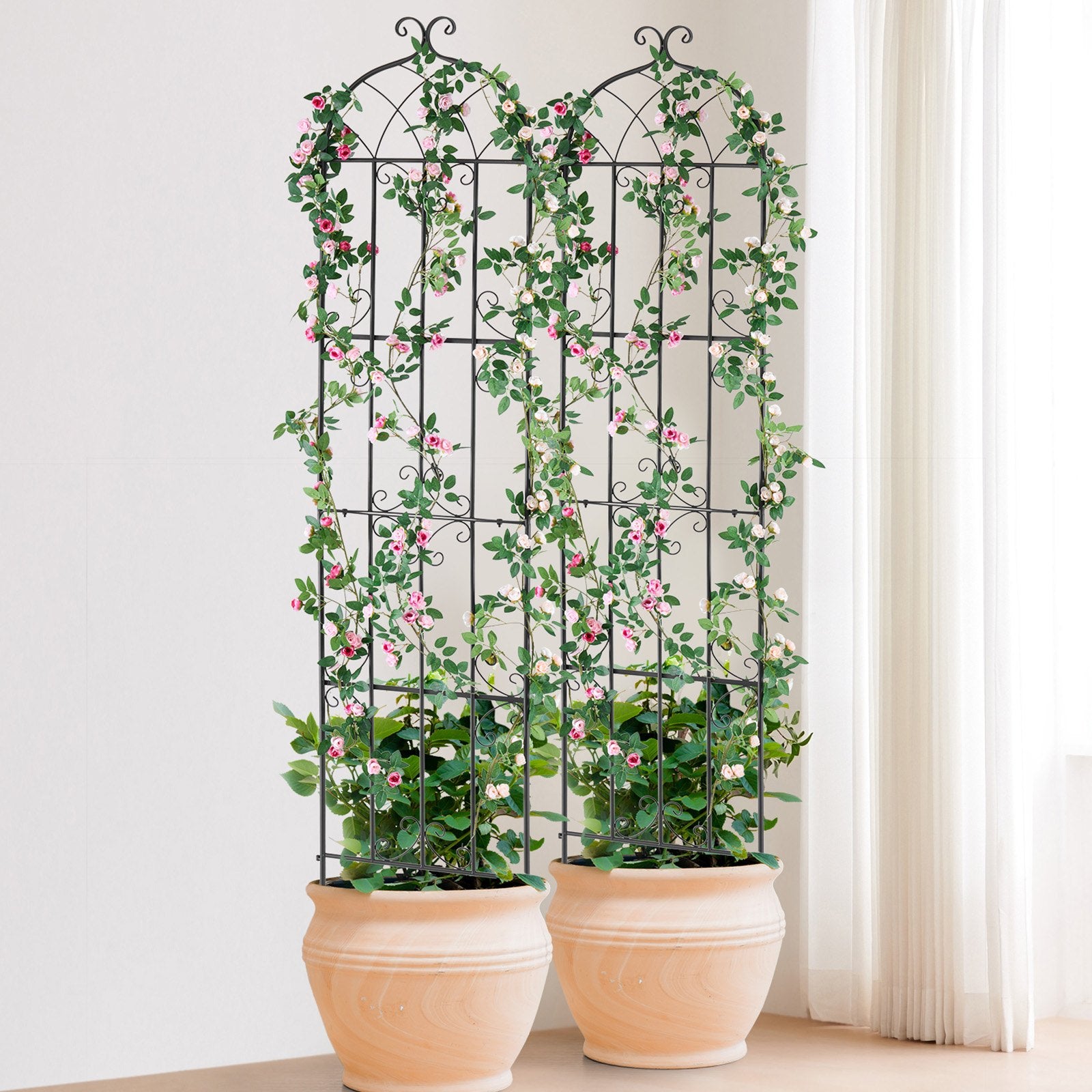 2 Packs Metal Garden Trellis for Climbing Plant Support 87x20 in Rustproof V952-HPJHX2JTH87W13N5YV0