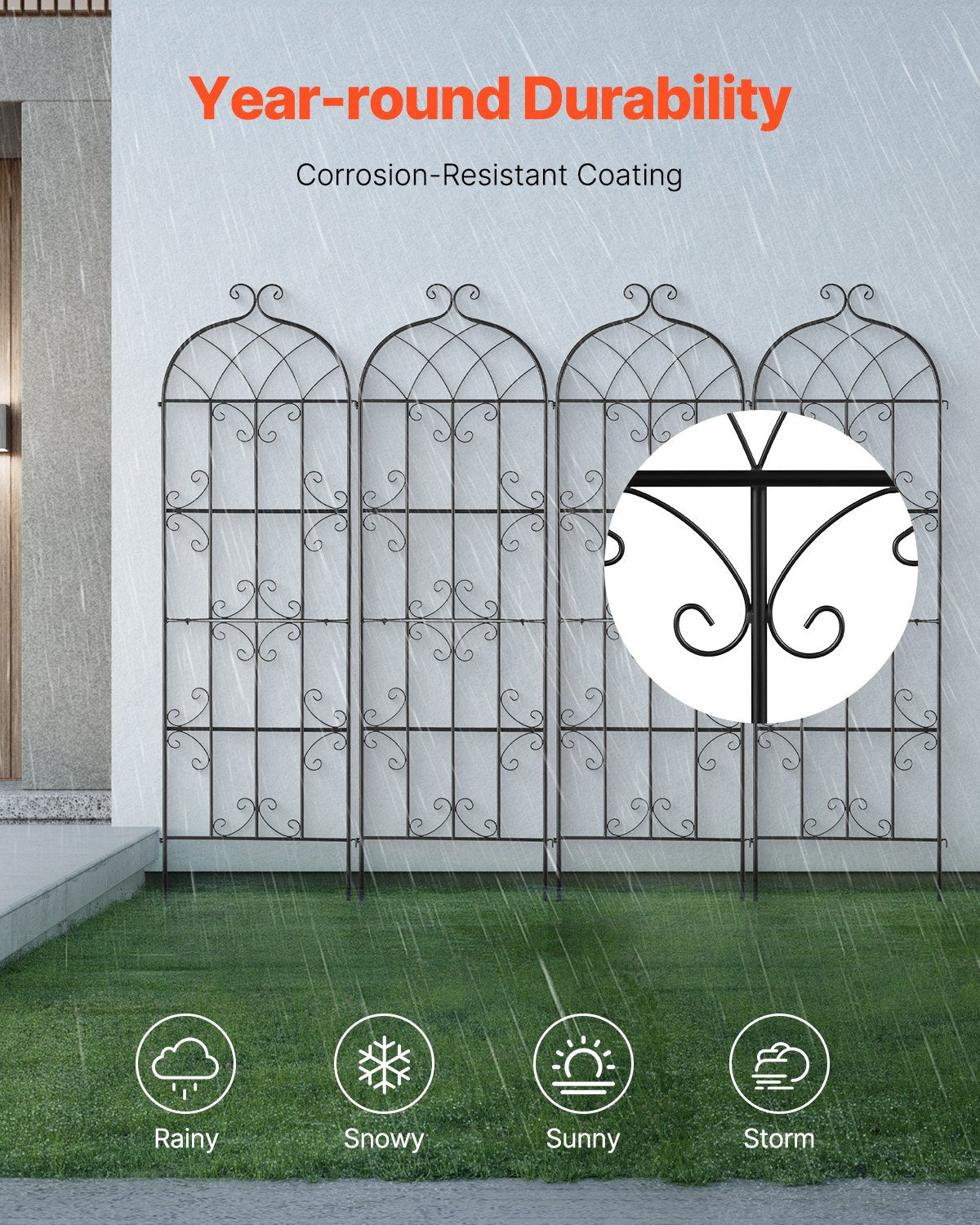 4 Packs Metal Garden Trellis for Climbing Plant Support 71x20 in Rustproof V952-HPJHX4JTH71WYJPT6V0