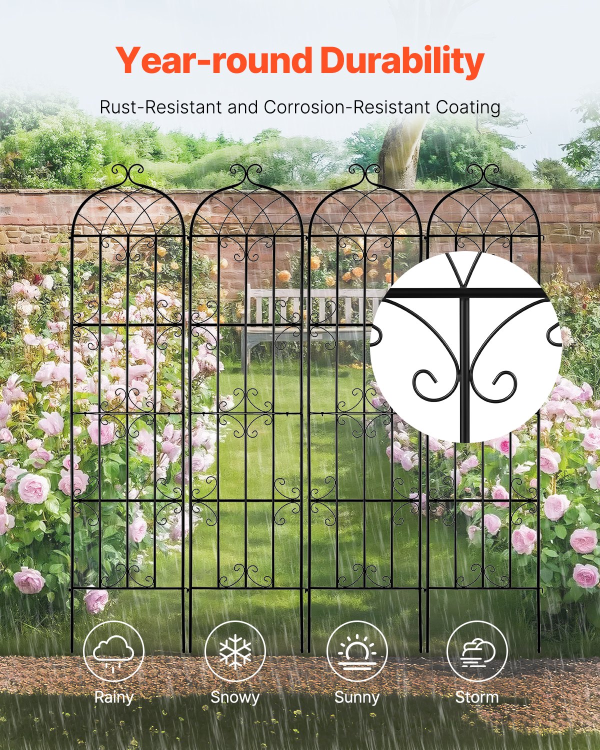 Garden Trellis for Climbing Plants, 87 x 20 in, 4 Packs Rustproof Metal Garden Flower Trellis, Outdoor V952-HPJHX4JTH87W88ZO1V0