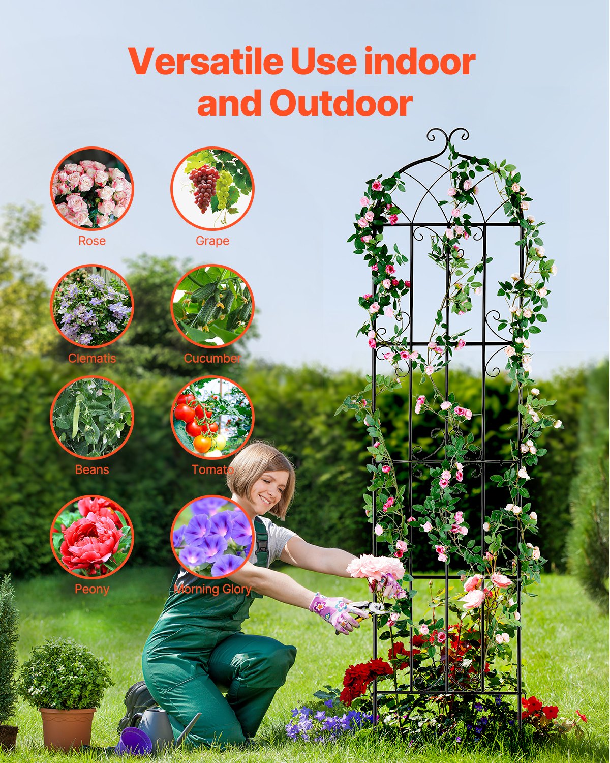 Garden Trellis for Climbing Plants, 87 x 20 in, 4 Packs Rustproof Metal Garden Flower Trellis, Outdoor V952-HPJHX4JTH87W88ZO1V0