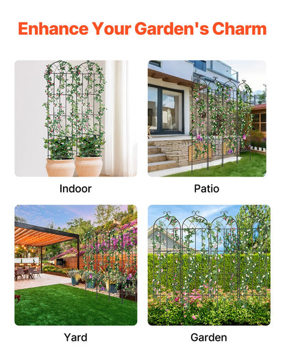 Garden Trellis for Climbing Plants, 87 x 20 in, 4 Packs Rustproof Metal Garden Flower Trellis, Outdoor V952-HPJHX4JTH87W88ZO1V0