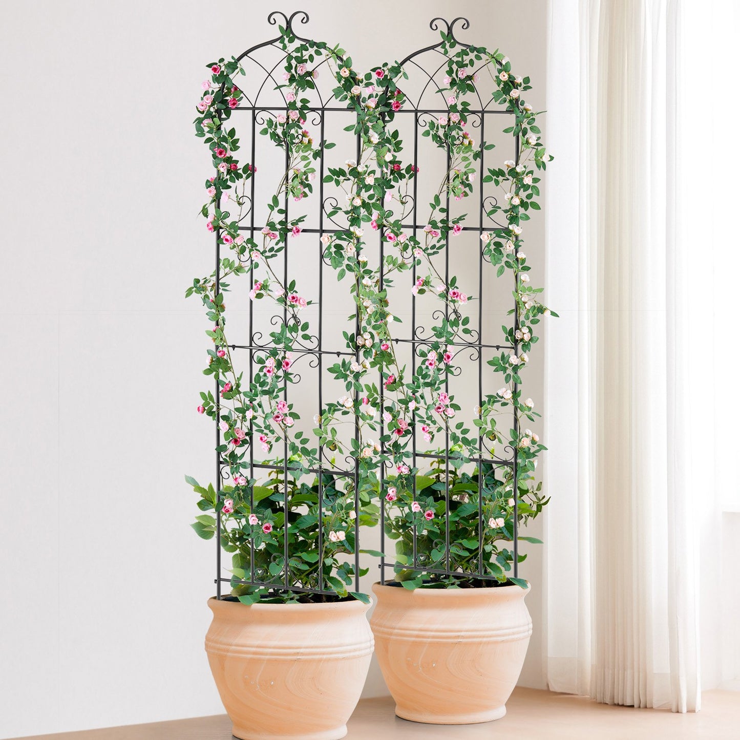 Garden Trellis for Climbing Plants, 87 x 20 in, 4 Packs Rustproof Metal Garden Flower Trellis, Outdoor V952-HPJHX4JTH87W88ZO1V0