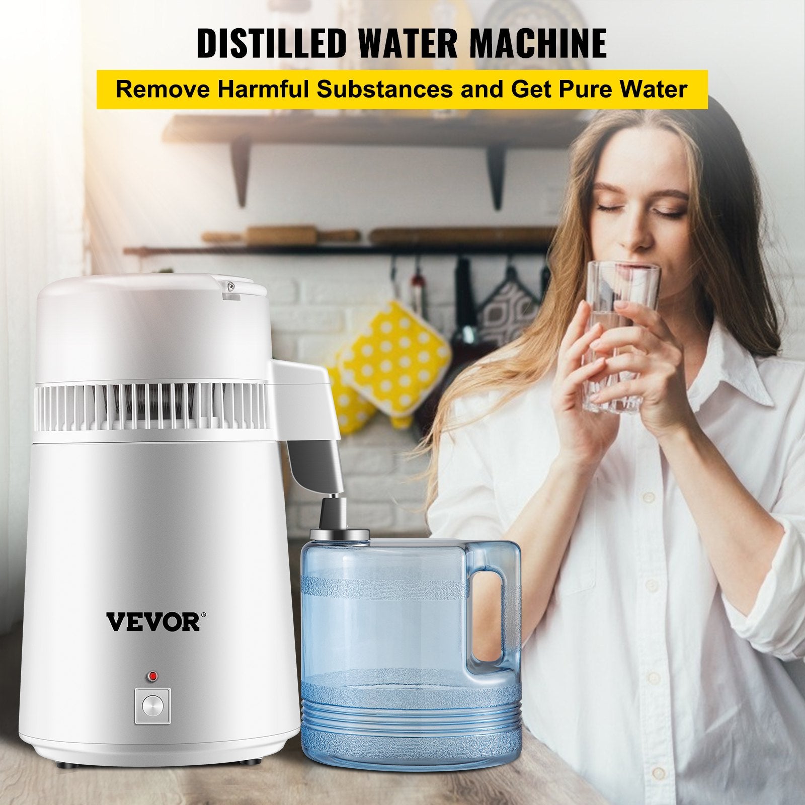 Water Distiller Purifier Pure Water Distiller Filters Water Distillation 4L Internal Stainless Steel with V952-HR-1ZLSJ000000001V3