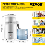 Water Distiller Purifier Pure Water Distiller Filters Water Distillation 4L Internal Stainless Steel with V952-HR-1ZLSJ000000001V3