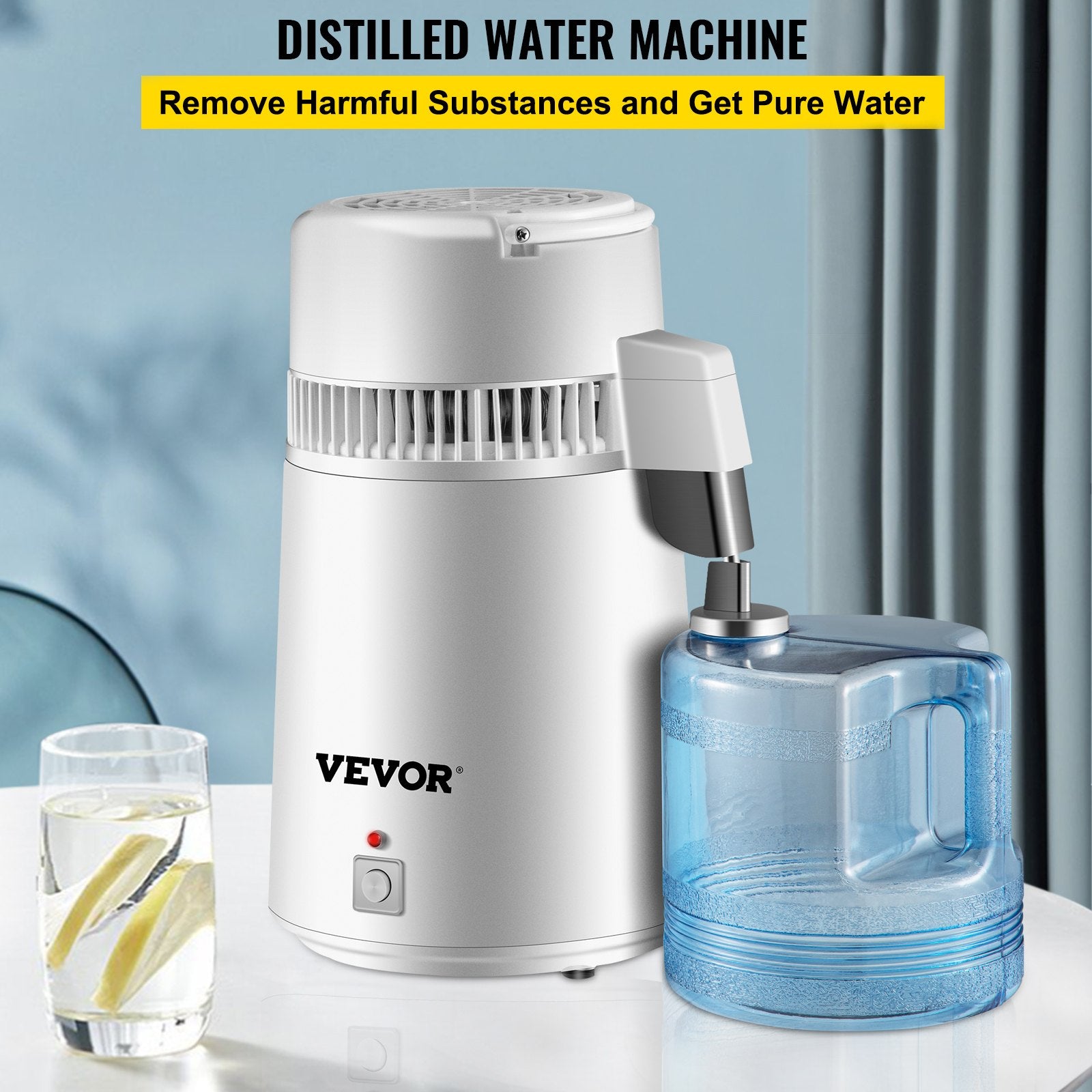 Water Distiller Purifier Pure Water Distiller Filters Water Distillation 4L Internal Stainless Steel with V952-HR-1ZLSJ000000001V3
