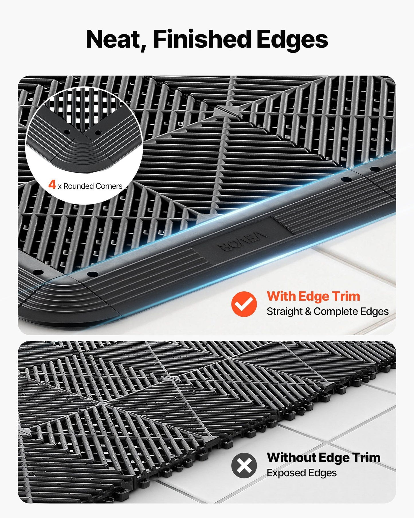 Transition Edge Kit, 11-Piece, Durable Straight Garage Floor Edging, PP Material, Easy Installation, Edge V952-HSDBTBDSK11PZQGZJ001V0