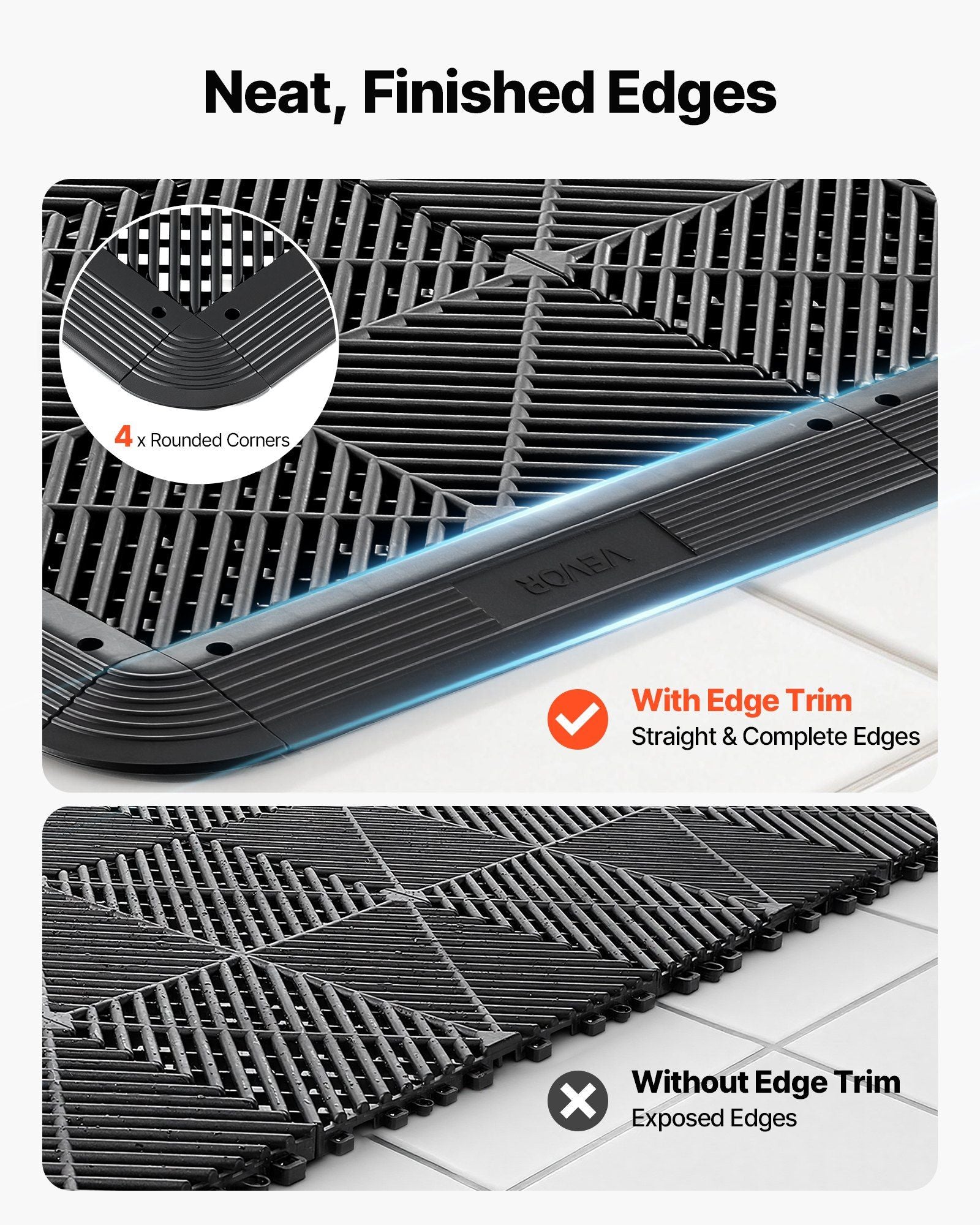 Transition Edge Kit, 11-Piece, Durable Straight Garage Floor Edging, PP Material, Easy Installation, Edge V952-HSDBTBDSK11PZQGZJ001V0