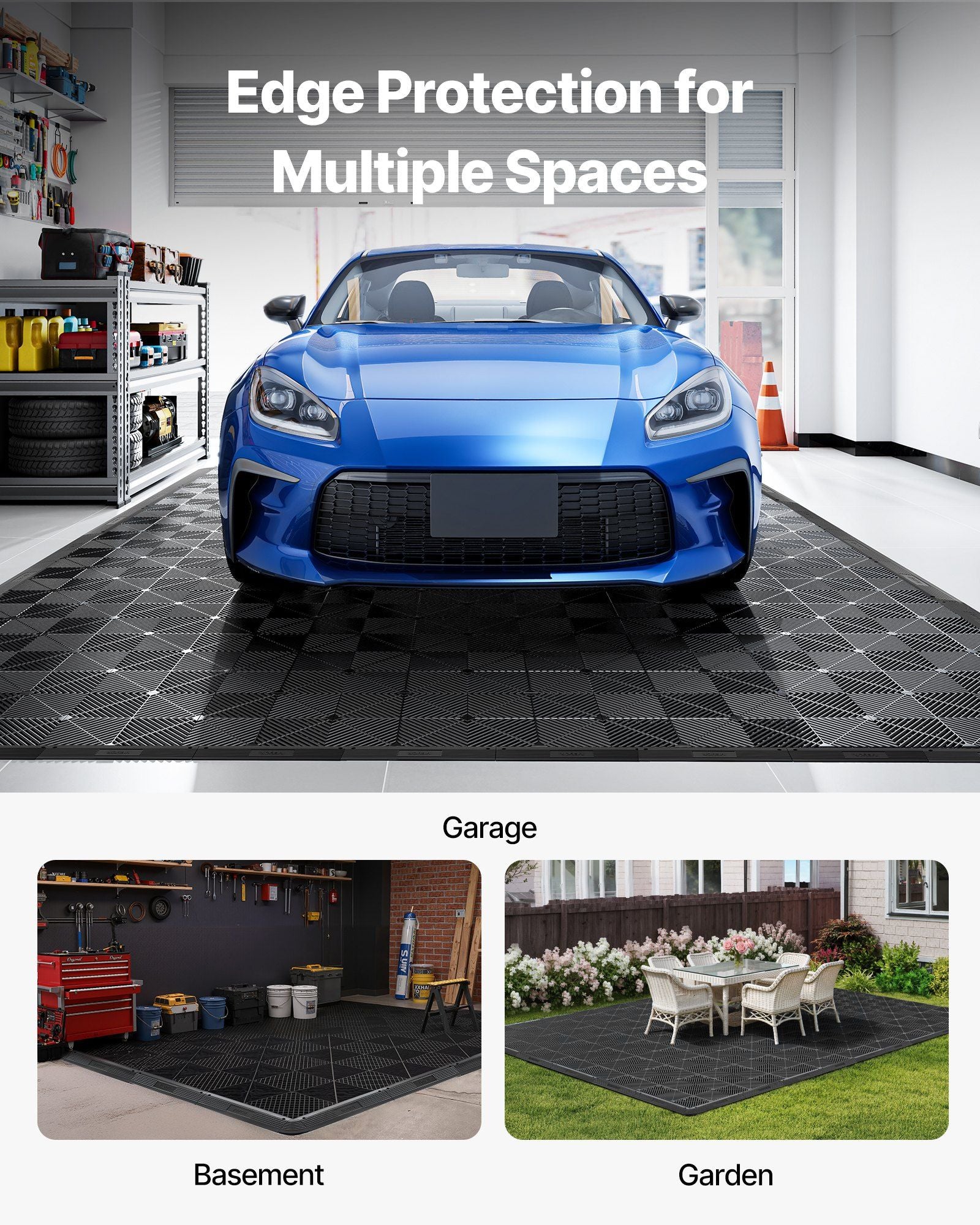 Transition Edge Kit, 11-Piece, Durable Straight Garage Floor Edging, PP Material, Easy Installation, Edge V952-HSDBTBDSK11PZQGZJ001V0