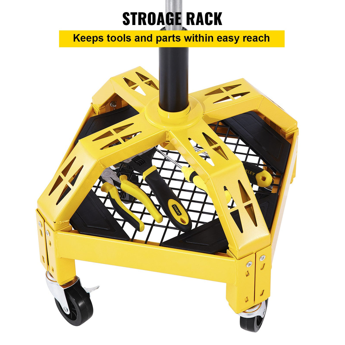 Rolling Garage Stool, 300LBS Capacity, Adjustable Height from 24 in to 28.7 in, Mechanic Seat with 360-degree V952-HSGLJGCKXCDBDZBARV0