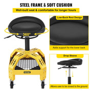 Rolling Garage Stool, 300LBS Capacity, Adjustable Height from 24 in to 28.7 in, Mechanic Seat with 360-degree V952-HSGLJGCKXCDBDZBARV0