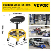 Rolling Garage Stool, 300LBS Capacity, Adjustable Height from 24 in to 28.7 in, Mechanic Seat with 360-degree V952-HSGLJGCKXCDBDZBARV0