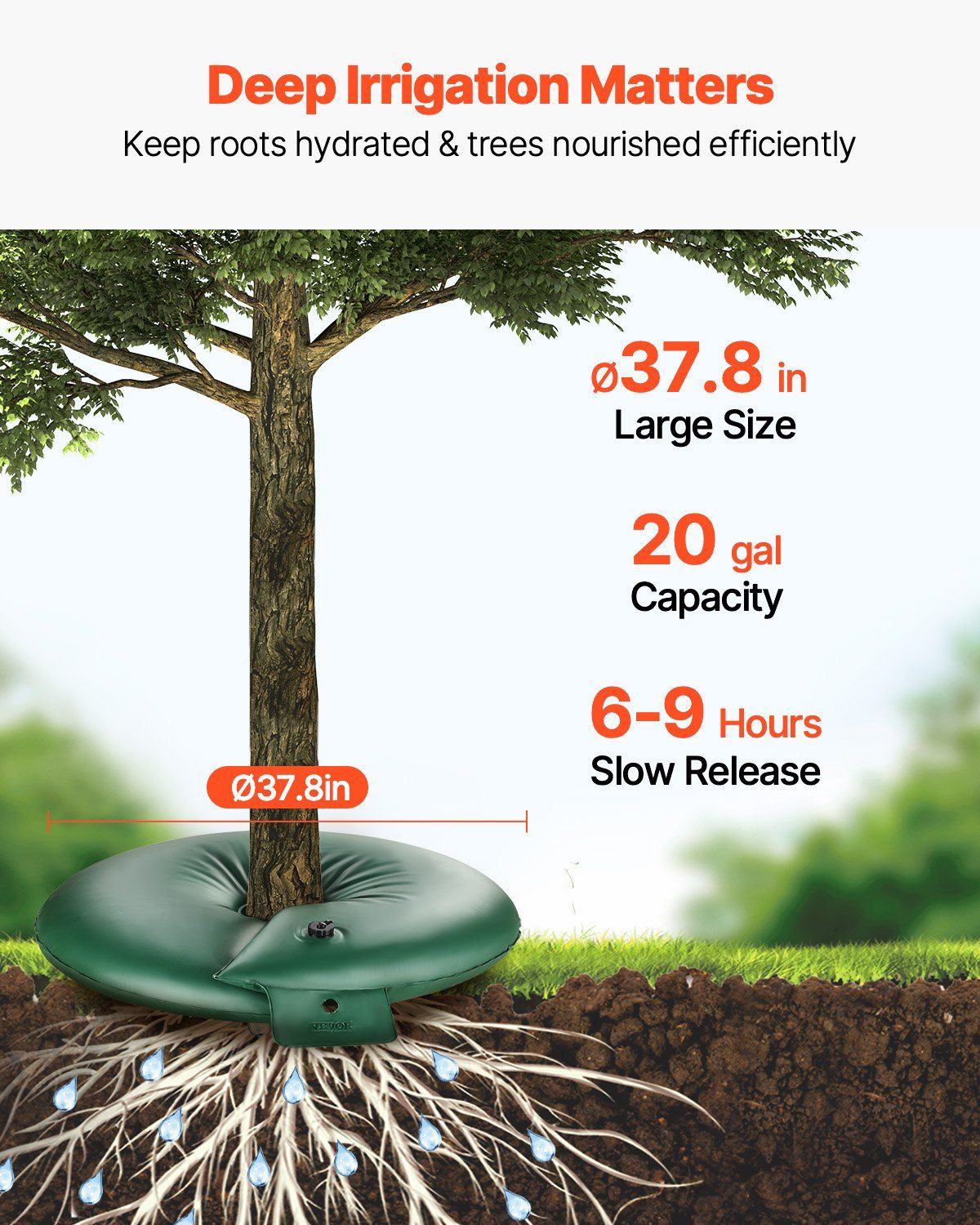 Tree Watering Rings, 4 Pcs 20 Gallons Tree Watering Bags, 6-9 Hours Slow Release, Refillable Planting Water V952-HSJSD20GAL4JCBTVEV0