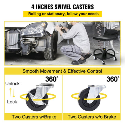 Rolling Garage Stool 300LBS Adjustable Mechanic Work Shop Seat w/Casters V952-HSKSJJXGZYBDDF5PZV0