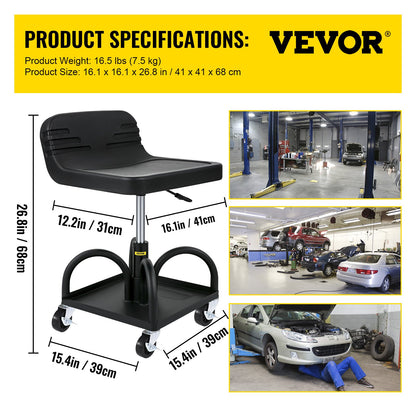 Rolling Garage Stool 300LBS Adjustable Mechanic Work Shop Seat w/Casters V952-HSKSJJXGZYBDDF5PZV0