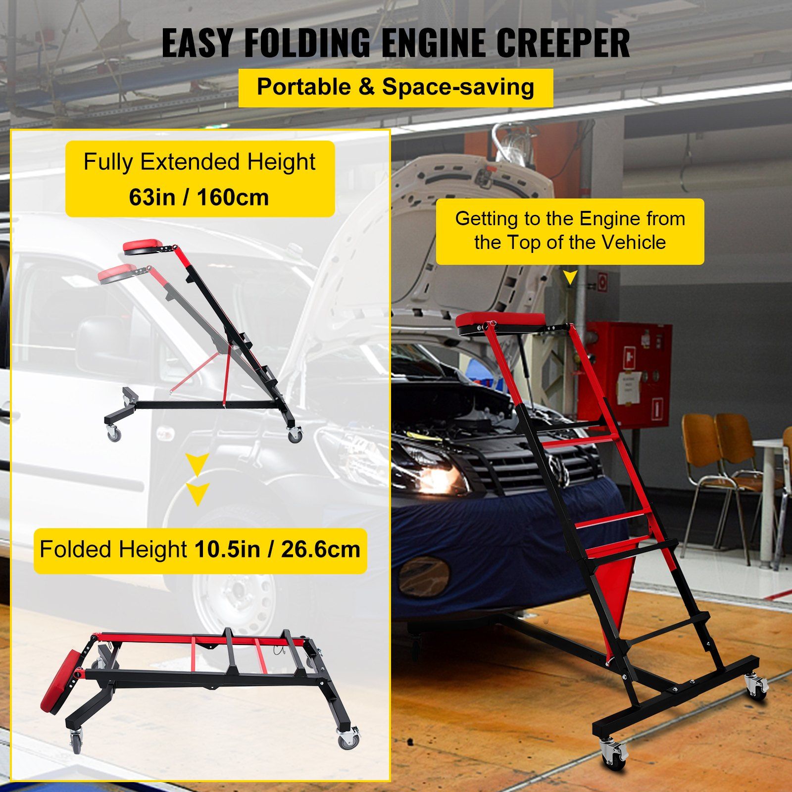 Foldable Engine Creeper Easy Engine Access Creeper for Garage or Workshop V952-HSKZDQCFDJXLCDOR1V0