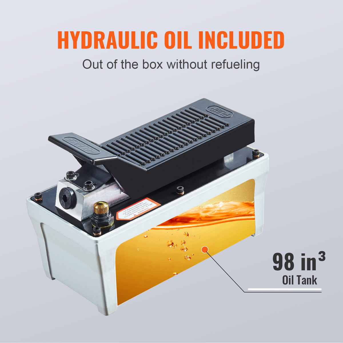 Air Hydraulic Pump, 10,000 PSI 1/2 Gal Reservoir, NPT 3/8" Oil Outlet, NPT 1/4" Inlet, 6.6 ft Pipe, Foot V952-HSMJTELECTRIC8F6HV0