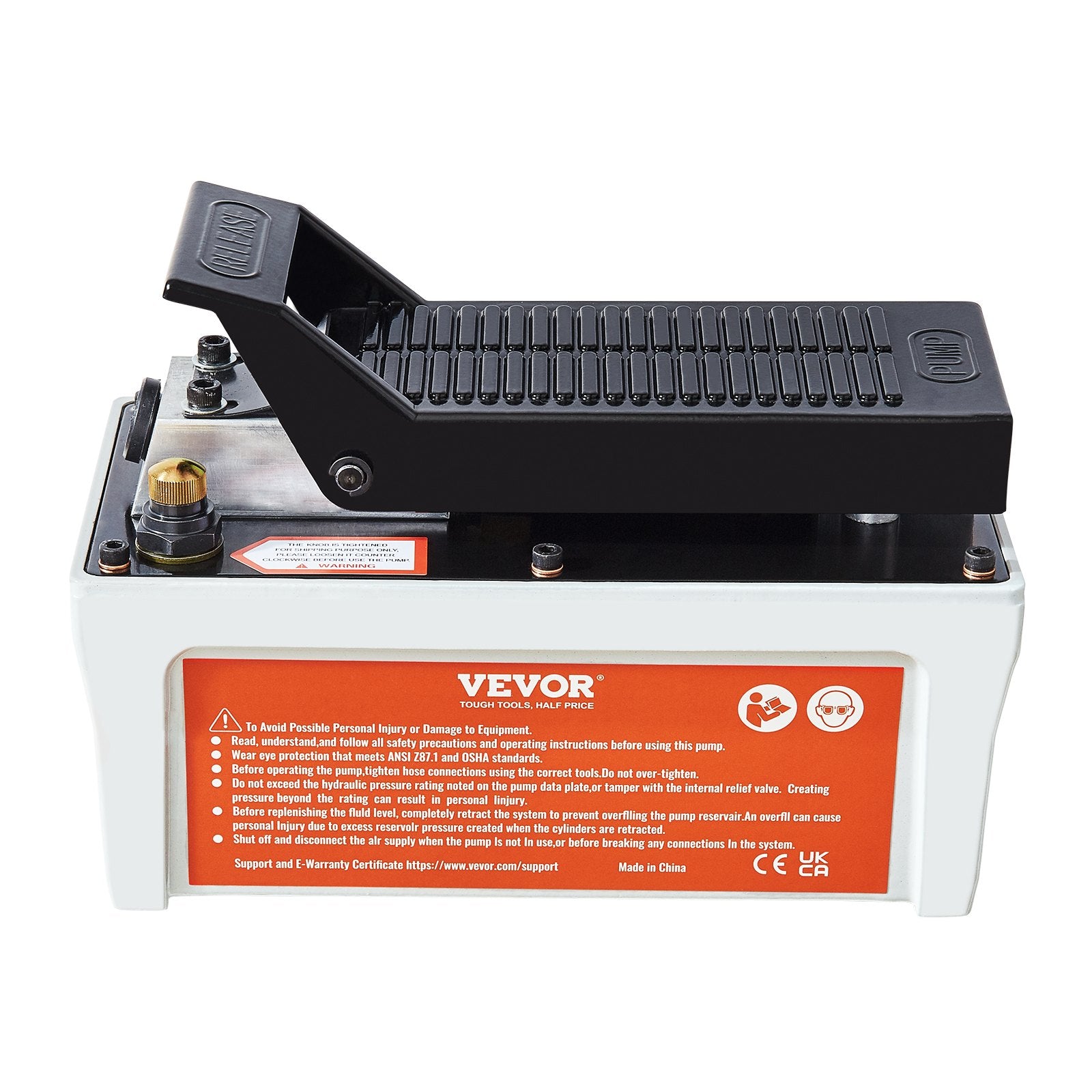 Air Hydraulic Pump, 10,000 PSI 1/2 Gal Reservoir, NPT 3/8" Oil Outlet, NPT 1/4" Inlet, 6.6 ft Pipe, Foot V952-HSMJTELECTRIC8F6HV0
