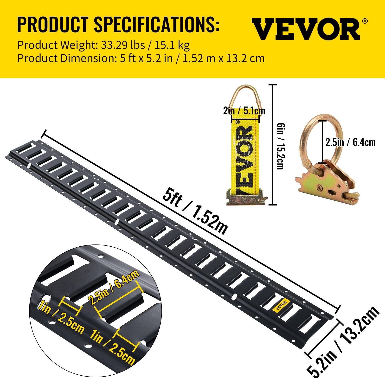 E Track Tie Down Rail Kit 30PCs 1.52m E Track Rails Enclosed Cargo Trailer V952-HSPSE5FT28PCSYVR0V0