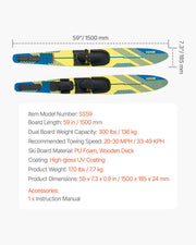 150 cm Water Skis Combo Adults Water Skis with X-7 Adjustable Bindings V952-HSQSJK54INCHM9FM6V0