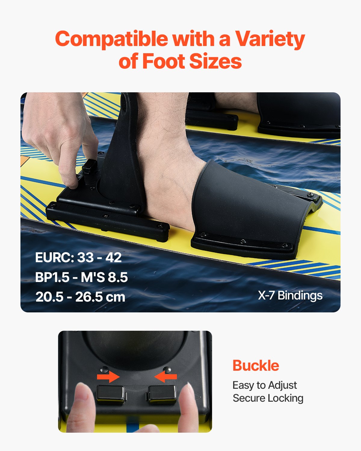 Water Skis 116.8 cm / 46 inch, Water Ski Trainers with X-7 Adjustable Bindings, Double-Handle Rope & V952-HSQXLK48INCH09XP1V0