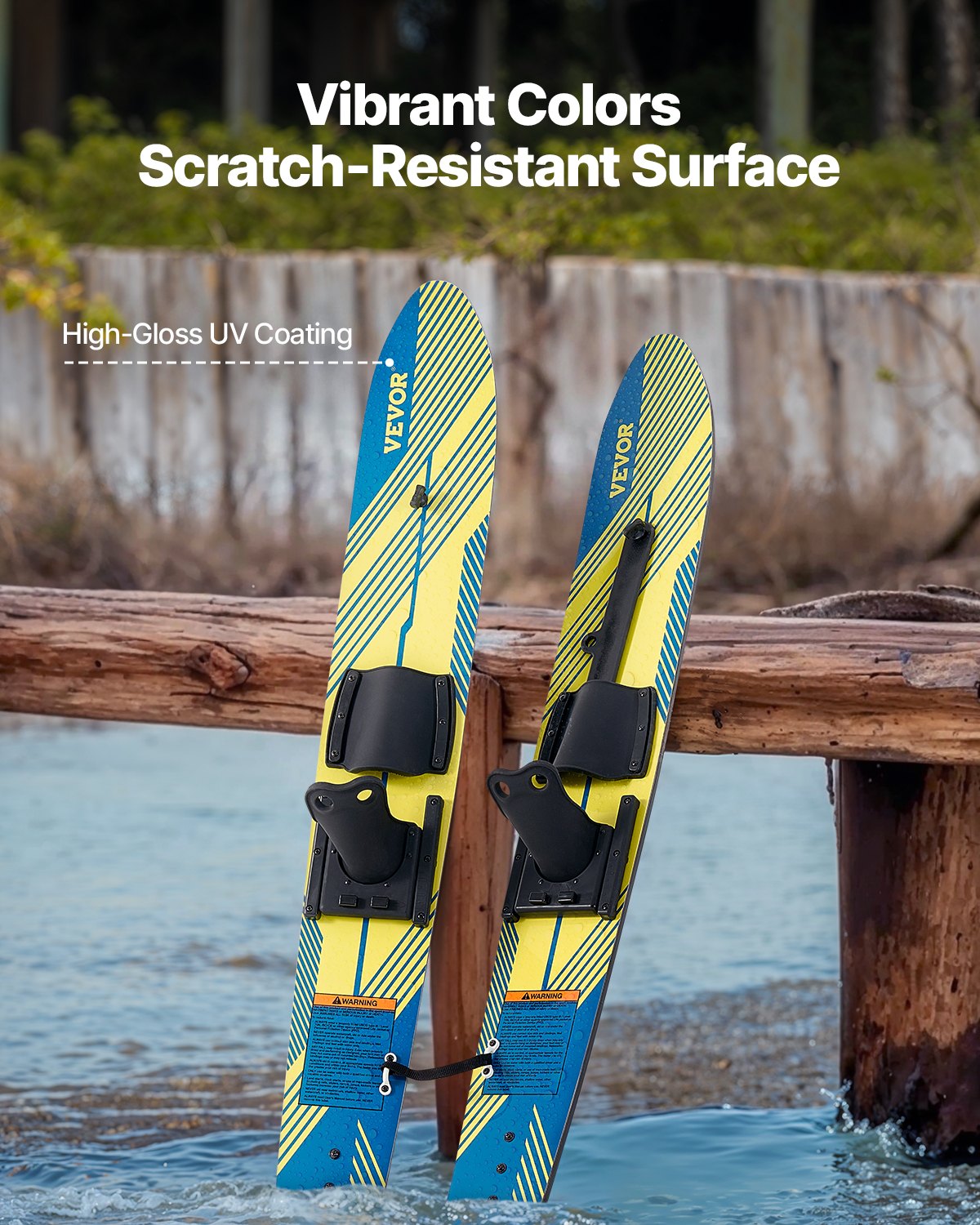 Water Skis 116.8 cm / 46 inch, Water Ski Trainers with X-7 Adjustable Bindings, Double-Handle Rope & V952-HSQXLK48INCH09XP1V0