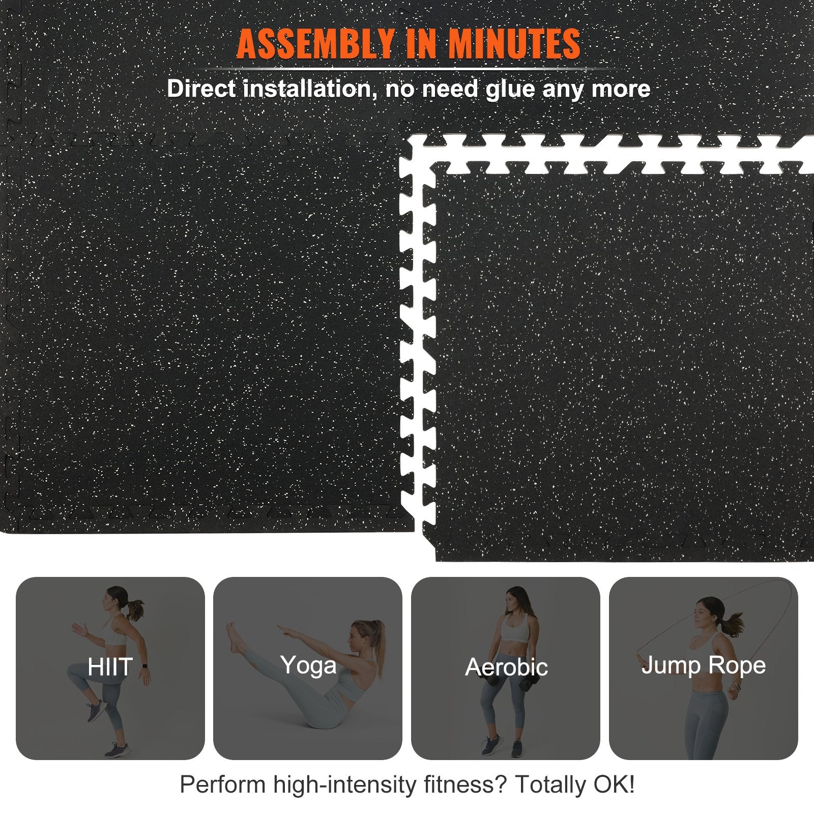 12 PCS 14 mm Thick Gym Floor Mats, 24" x 24" EVA Foam & Rubber Top Interlocking Workout Floor Mats with 4.5 V952-HSXJDDHDHDBDDEEXWV0