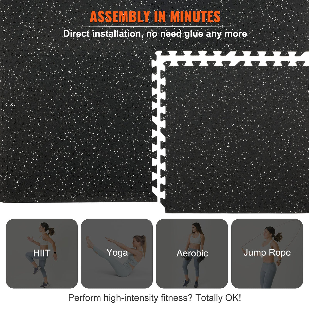 12 PCS 14 mm Thick Gym Floor Mats, 24" x 24" EVA Foam & Rubber Top Interlocking Workout Floor Mats with 4.5 V952-HSXJDDHDHDBDDEEXWV0